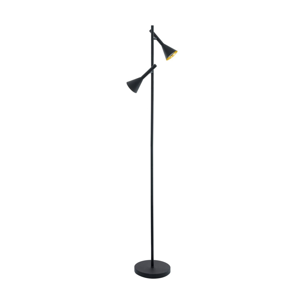 Floor Lamp Light Black Gold Leaf Shade Black & Gold Leaf Bulb GU10 2x5W Incl