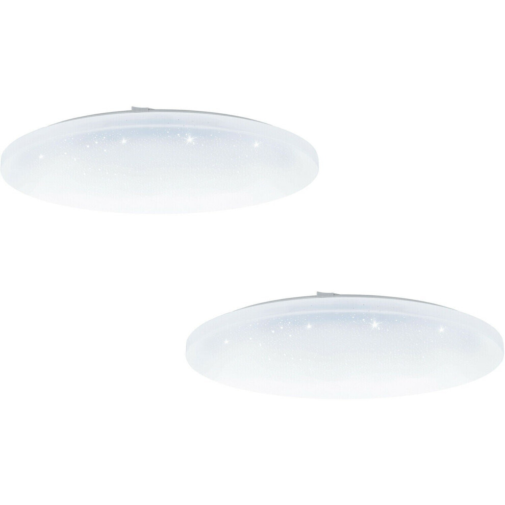 2 PACK Flush Ceiling Light White Shade White Plastic With Crystal Effect LED 36W