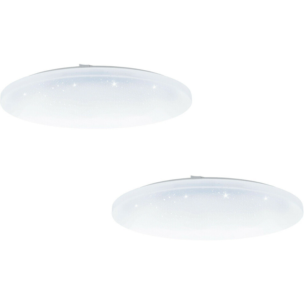 Loops 2 Pack Flush Ceiling Shade Plastic With Crystal Effect Led 36W Light/White