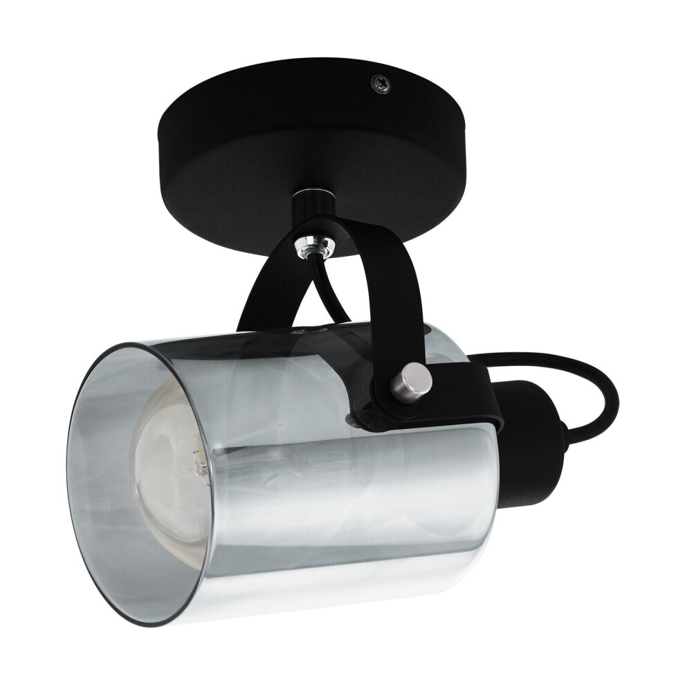 Loops Wall Light Colour Black Chrome Shade Black Transparent Glass Vaporized E27 28W