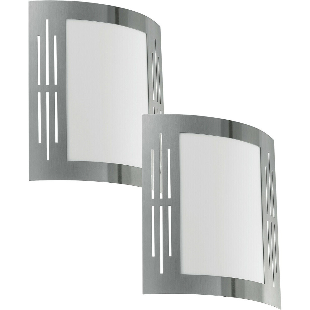 Loops 2 Pack Ip44 Outdoor Wall Stainless Steel Square 1X 60W E27 Porch Lamp Light