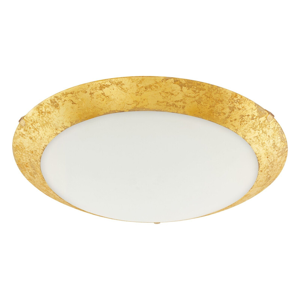 Loops Wall Flush Ceiling Light Colour White Shade White Gold Glass Bulb Led 16W