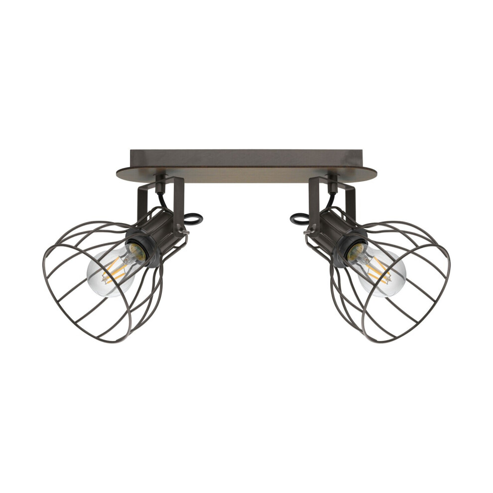Loops Flush Ceiling Light Colour Brown Silver Shade Silver Steel Bulb E27 2X40w