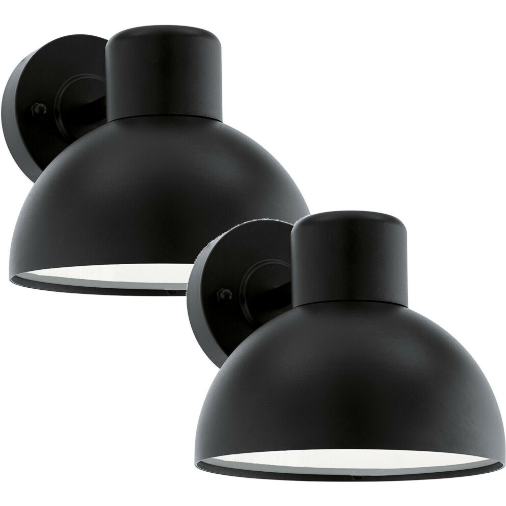2 PACK IP44 Outdoor Wall Light Black Zinc Steel 1x 40W E27 Porch Lamp