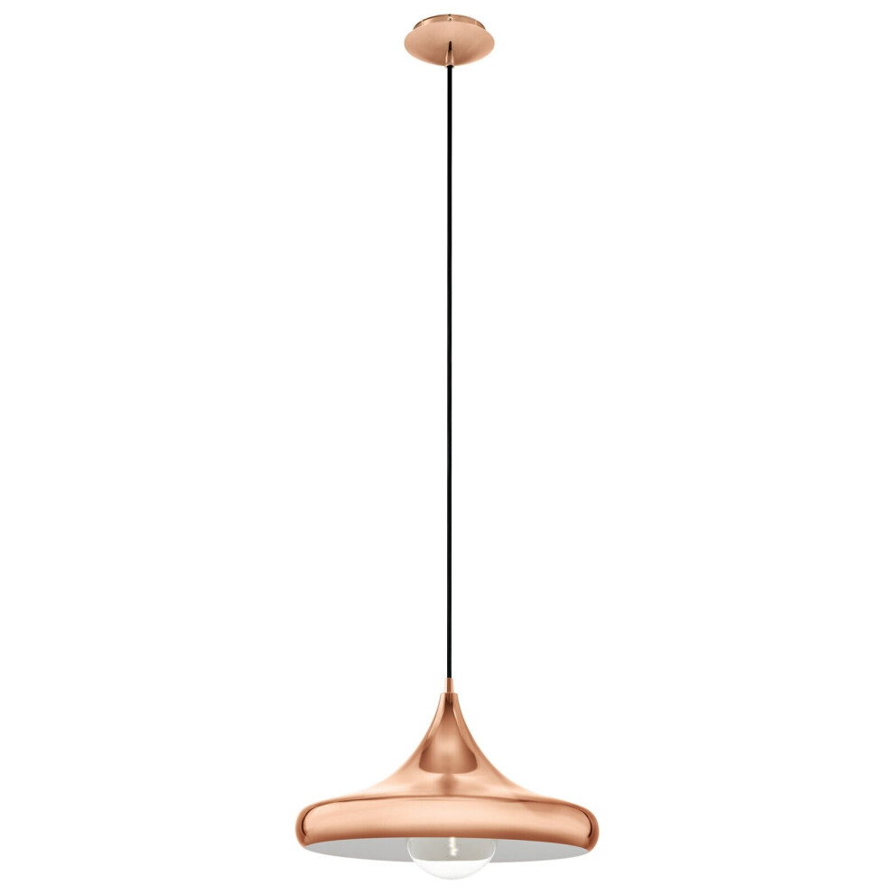 Loops Hanging Ceiling Pendant Sleek Copper Shade 1X 60W E27 Hallway Feature Light