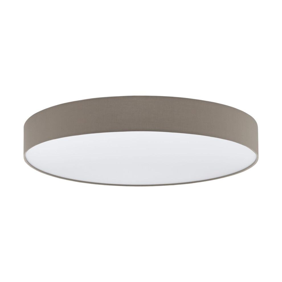 Flush Ceiling Light Colour White Shade Taupe White Fabric Plastic Bulb LED 60W