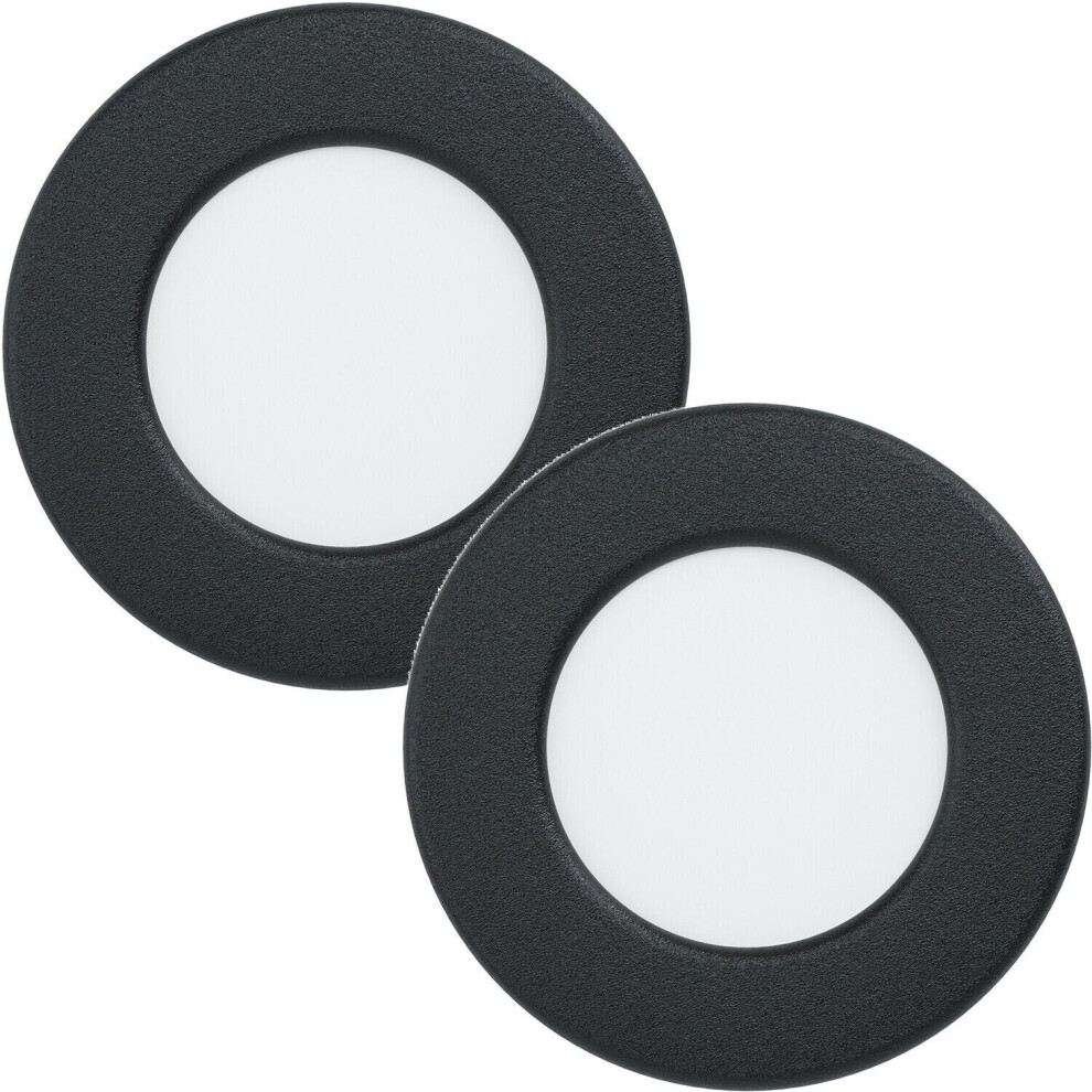 Loops 2 Pack Wall / Ceiling Flush Downlight Black Round Spotlight 2.7W Built In Led