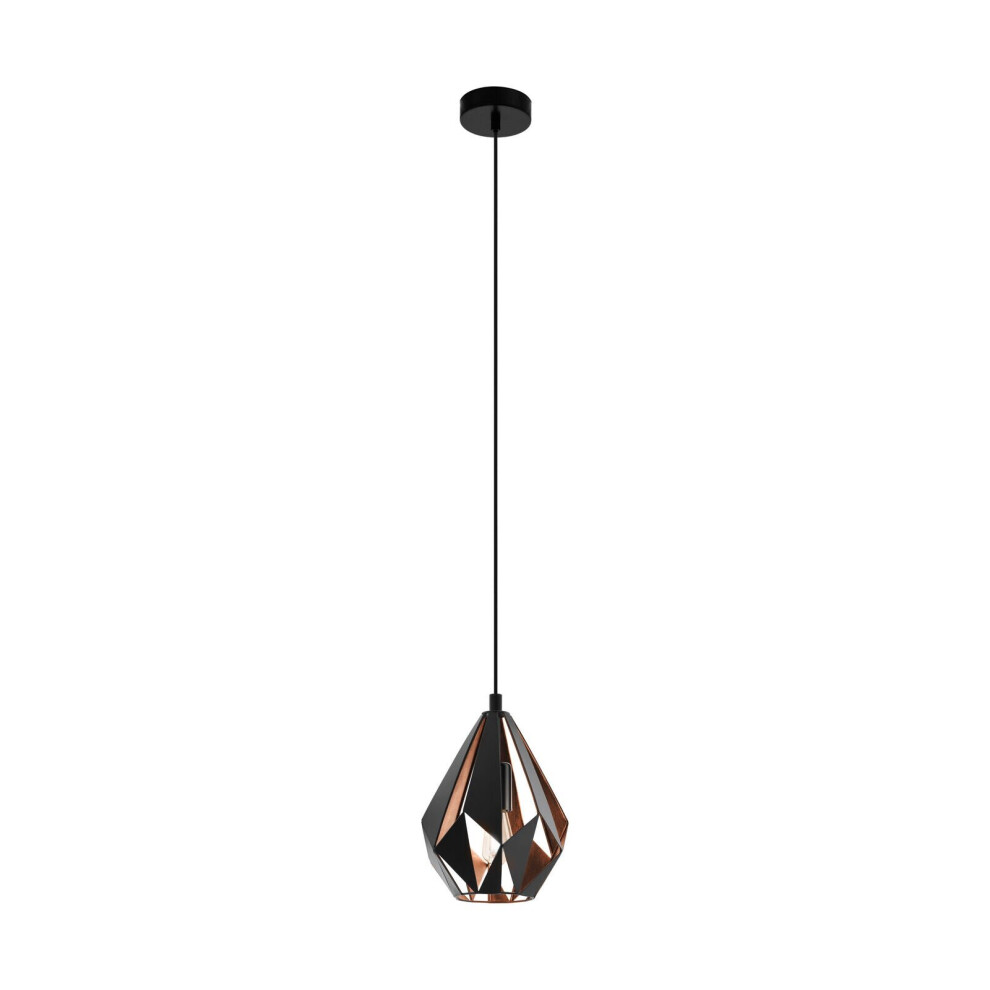 Loops Hanging Ceiling Pendant / Copper Geometric 1X 60W E27 Feature Lamp Light/Black