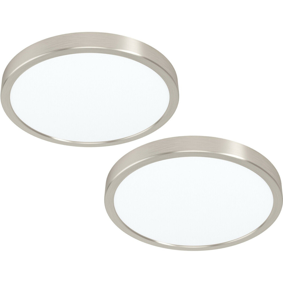 Loops 2 Pack Ceiling Satin Nickel 285Mm Round Surface Mounted 20W Led 4000K Light