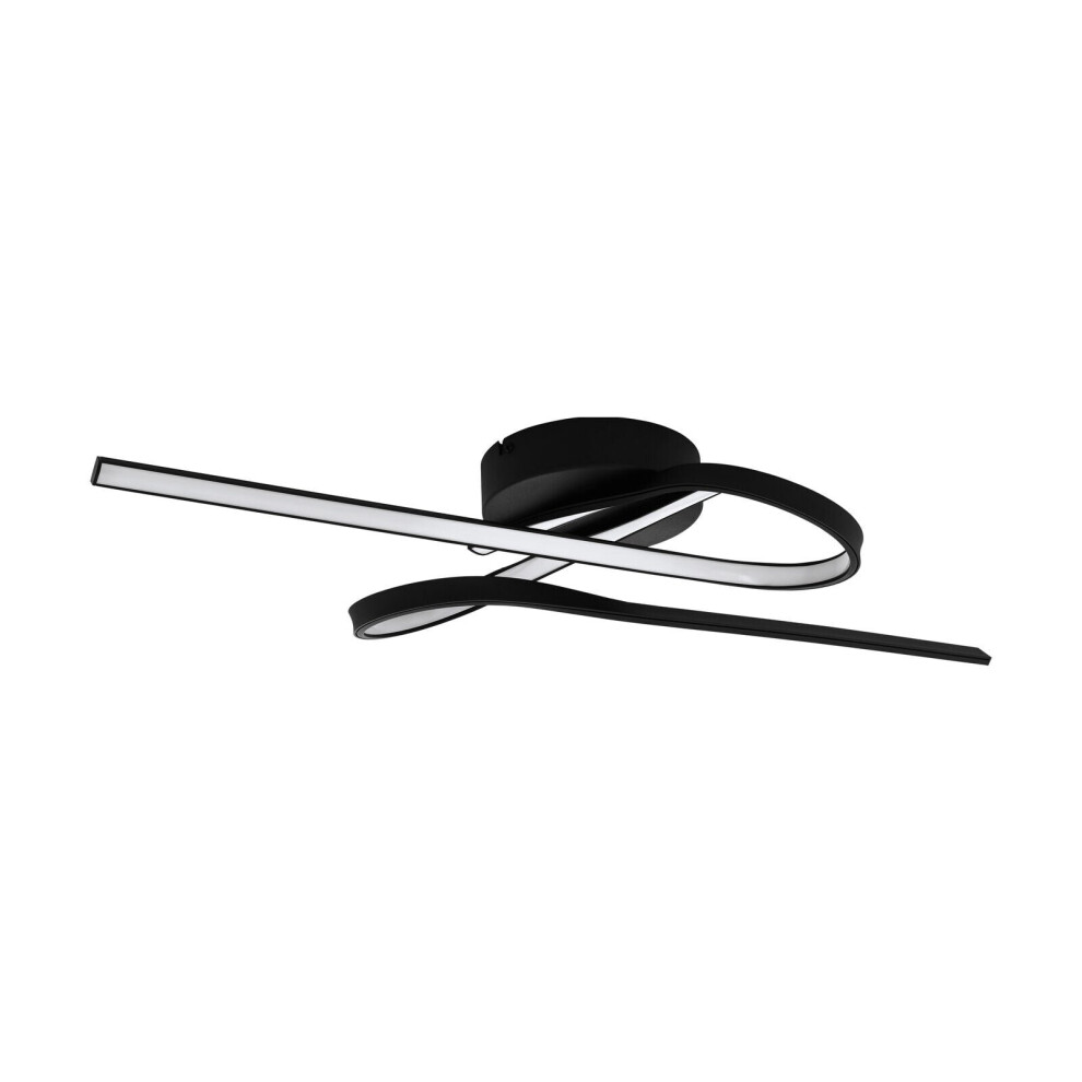 Loops Flush Ceiling Light Colour Black Shade White Plastic Bulb Led 23W Included