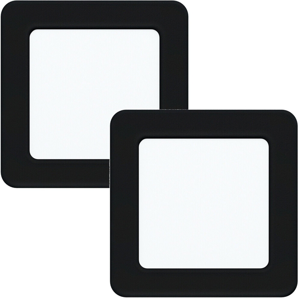 Loops 2 Pack Wall / Ceiling Flush Downlight Black Square Spotlight 5.5W Led