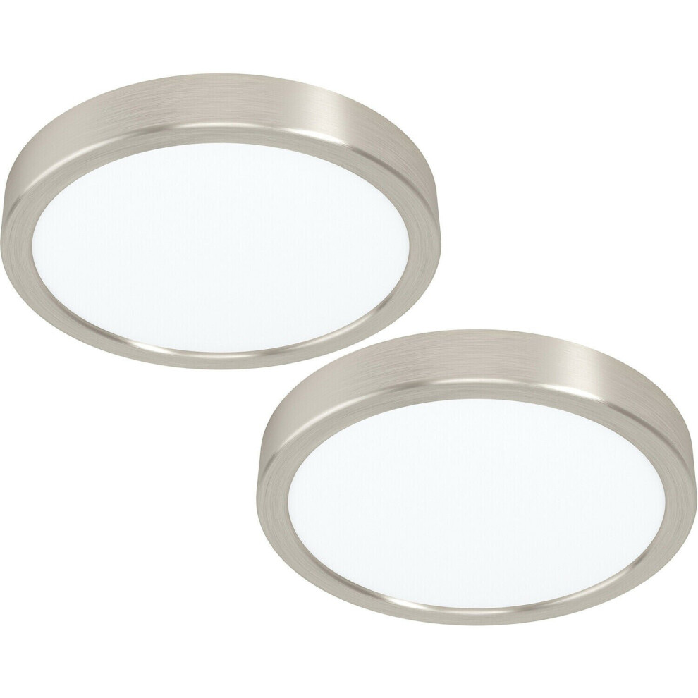 Loops 2 Pack Wall / Ceiling Satin Nickel 210Mm Round Surface 16.5W Led 4000K Light