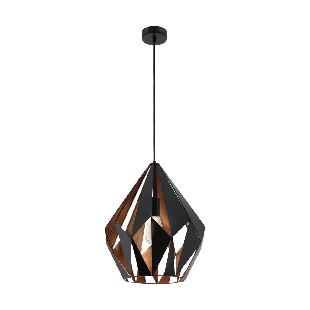 Loops Hanging Ceiling Pendant & Copper Geometric 60W E27 Modern Feature Light/Black