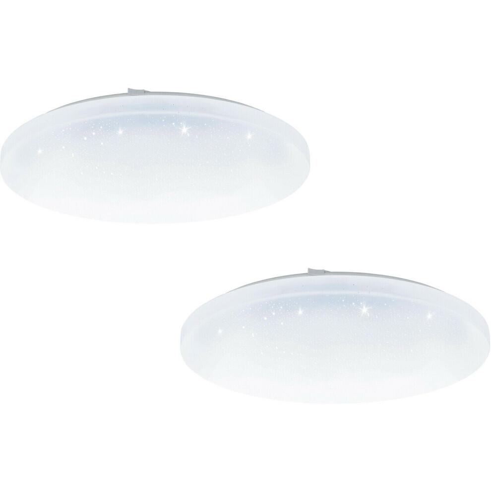 Loops 2 Pack Flush Ceiling Shade Plastic With Crystal Effect Led 24W Light/White