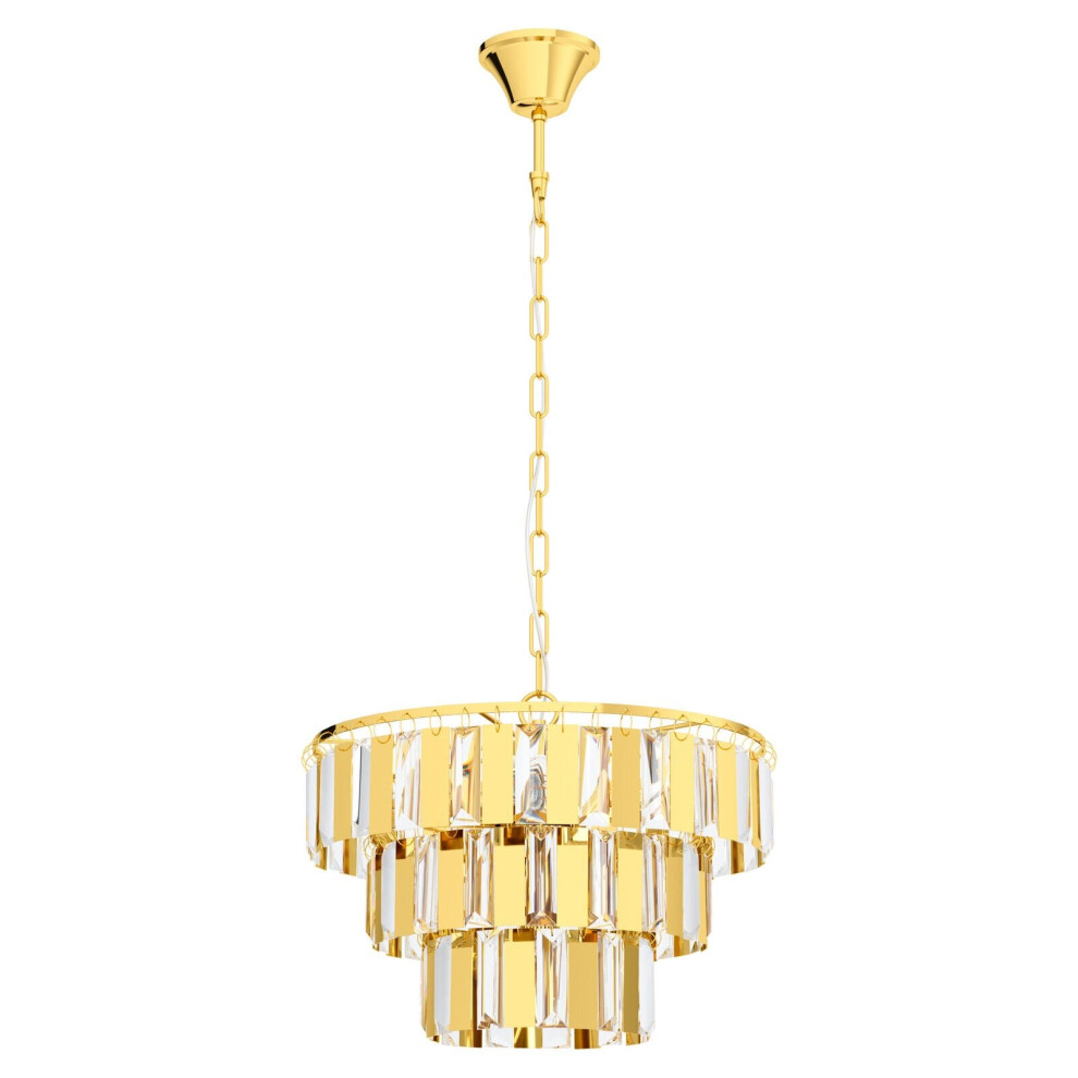Loops Pendant Ceiling Colour Brass Tiered Clear Crystalsbulb E14 5X40w Light