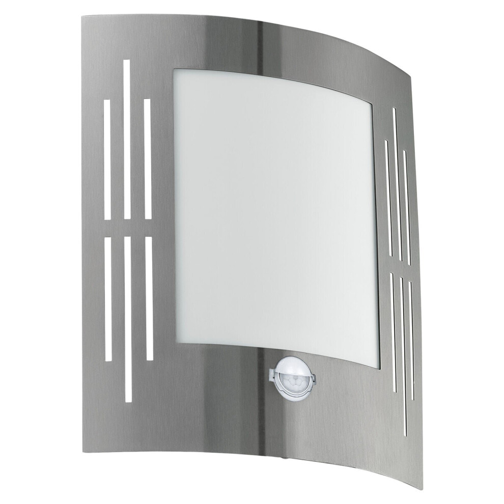 Loops Ip44 Outdoor Wall & Pir Motion Sensor Stainless Steel 1 X 60W E27 Bulb Light