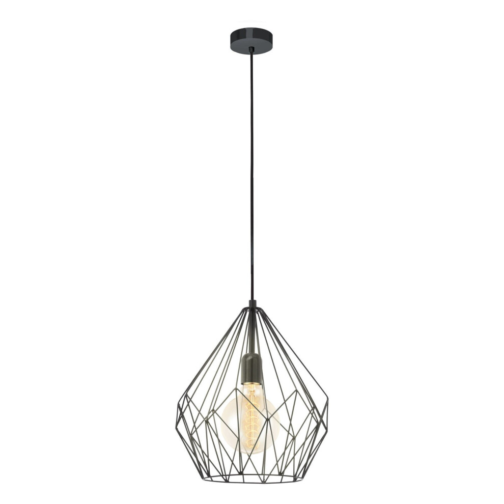 Loops Hanging Ceiling Pendant Wire Cage 1X 60W E27 Hallway Feature Lamp Light/Black