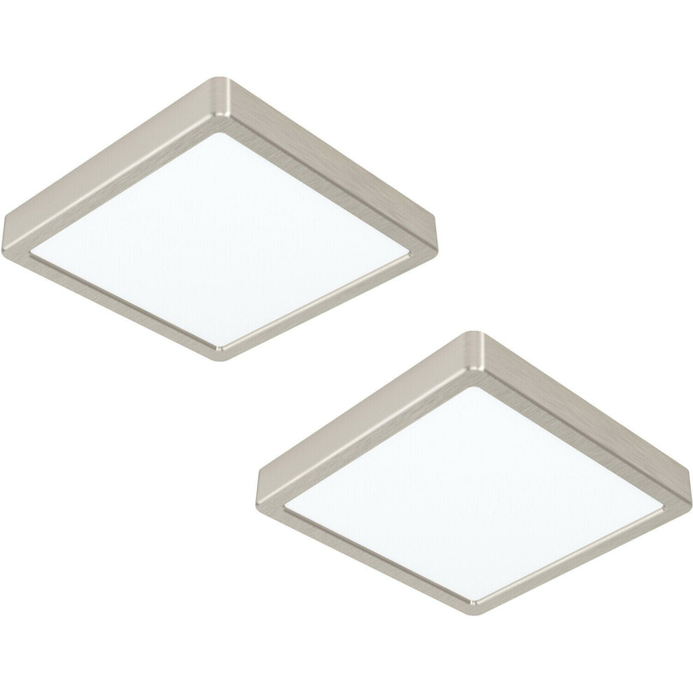 Loops 2 Pack Ceiling Satin Nickel 210Mm Square Surface Mounted 16.5W Led 3000K Light