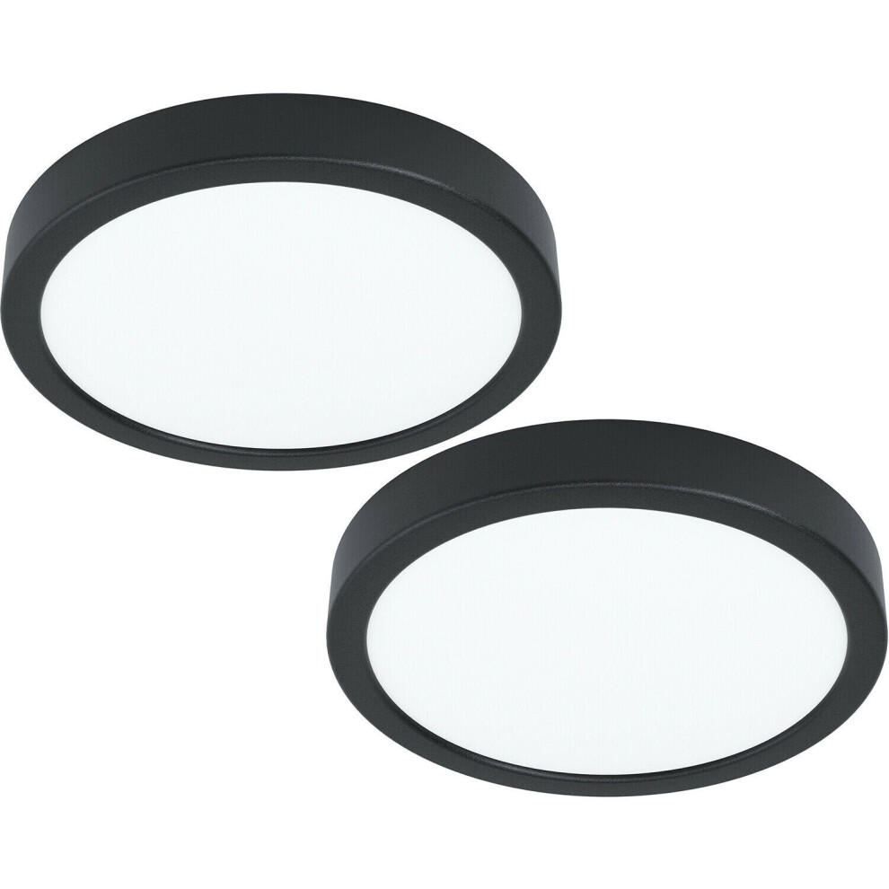 Loops 2 Pack Wall / Ceiling 210Mm Round Surface Mounted 16.5W Led 3000K Light/Black