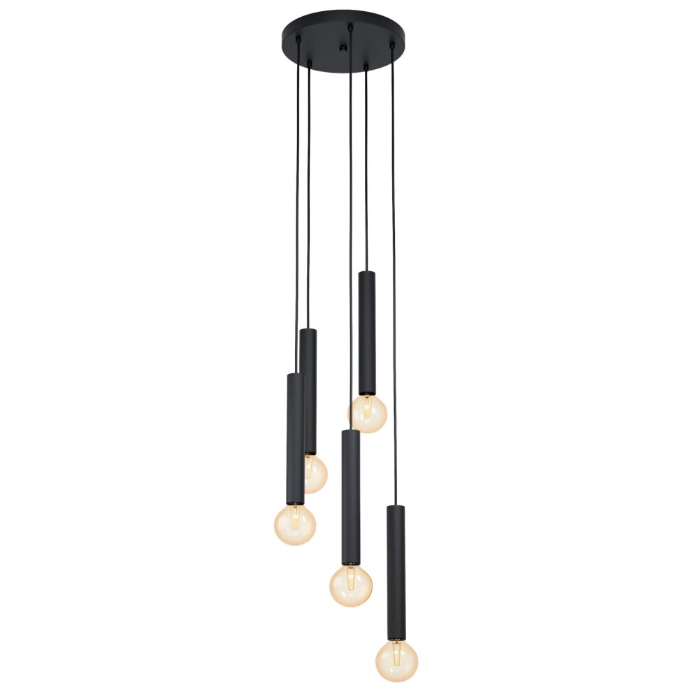 Loops Pendant Ceiling 5 Long Bulb Holders Kitchen Bulb E27 5X60w Light/Black