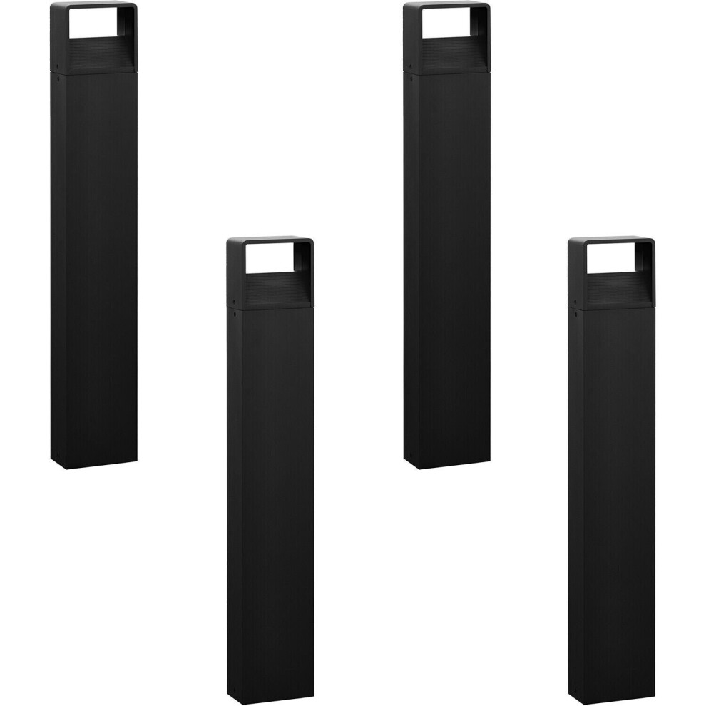 4 PACK IP44 Outdoor Bollard Light Anthracite Aluminium 6W LED Tall Lamp Post