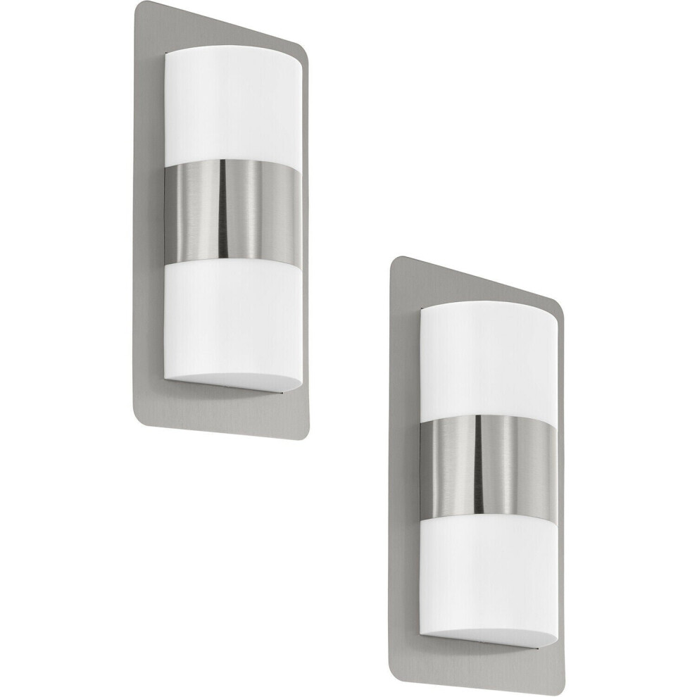 Loops 2 Pack Ip44 Outdoor Wall Light Modern Stainless Steel 2X 10W E27 Porch Lamp