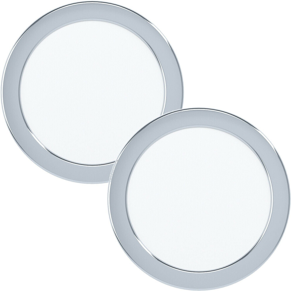 Loops 2 Pack Wall / Ceiling Flush Downlight Chrome Steel 10.5W Led 166Mm Round