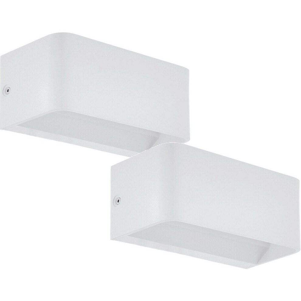 Loops 2 Pack Wall Light Colour White Long Box Structure Snug Fitting Led 10W Included