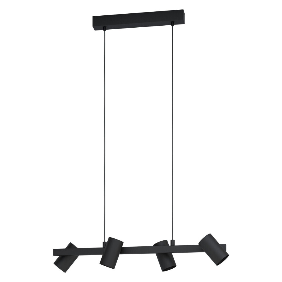 Loops Pendant Ceiling Light 4 Spots Track Colour Black Shade Bulb E14 4X25w