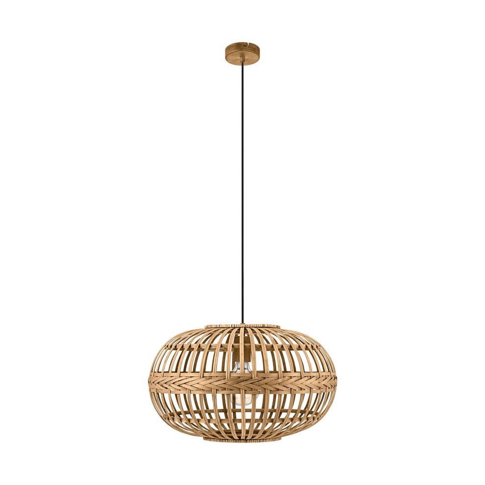 Loops Hanging Ceiling Pendant Round Wicker Shade 1X 60W E27 Hallway Feature Light