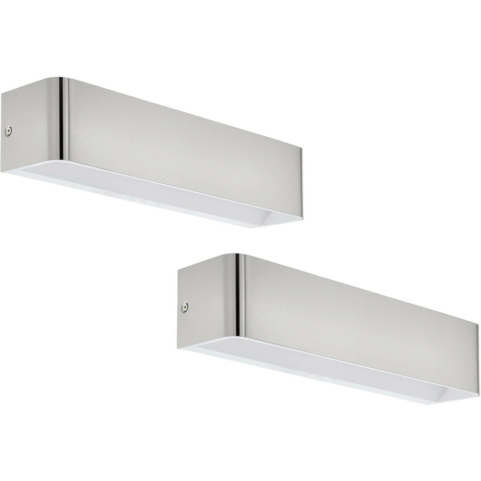 Loops 2 Pack Wall Light Satin Nickel Front Cover Oblong Box Structure Led 12W Inc