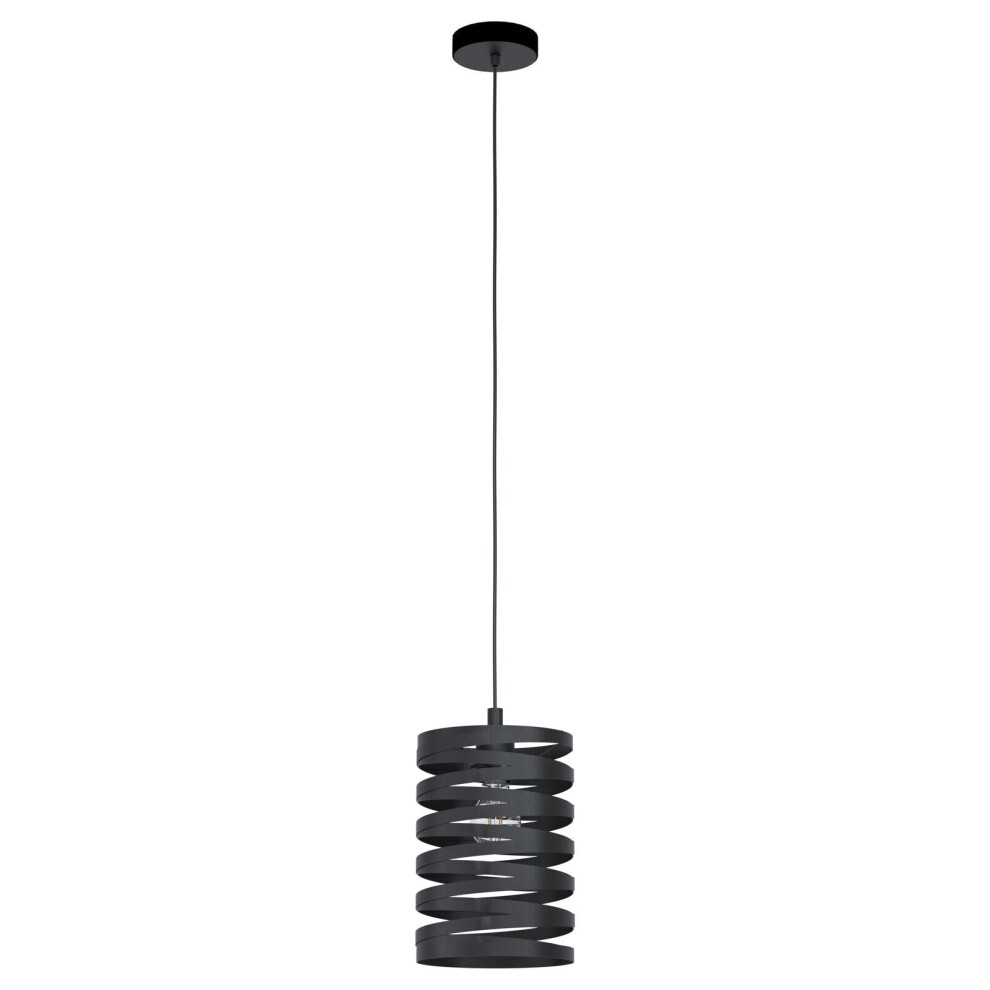 Pendant Ceiling Light Colour Black Shade Slim Black Spirals Bulb E27 1x40W