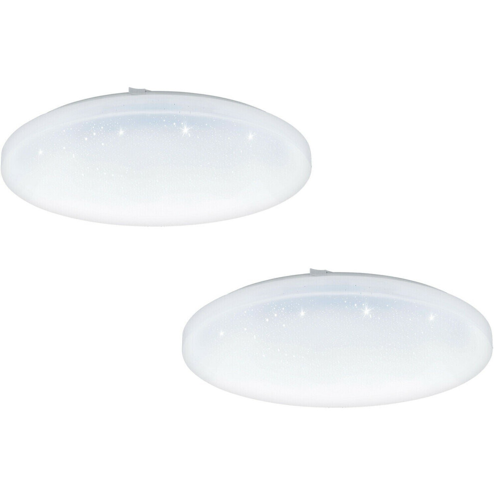 2 PACK Wall Flush Ceiling Light White Shade White Plastic Crystal Effect LED