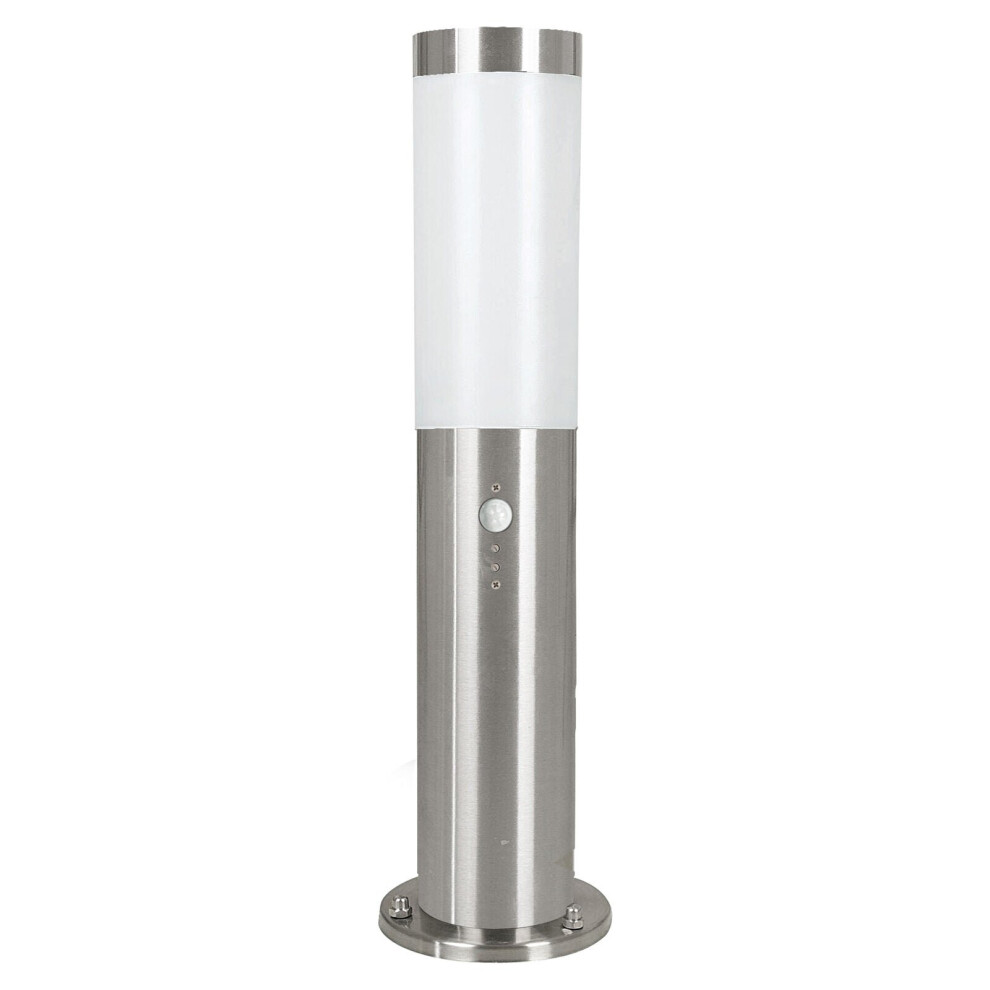 IP44 Outdoor Bollard Light & PIR Sensor Stainless Steel 12W E27 450mm Lamp Post