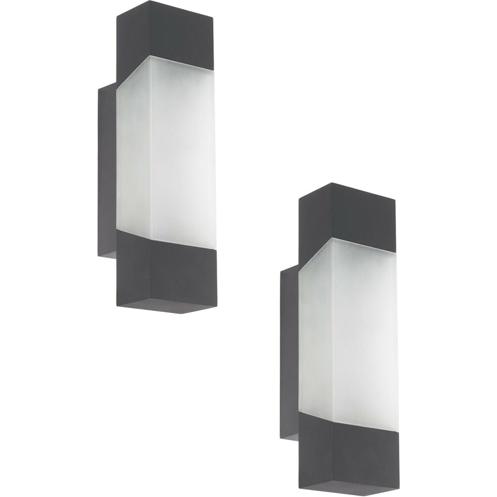 Loops 2 Pack Ip44 Outdoor Wall Light Anthracite Porch Accent Lamp 4.8W Built In Led