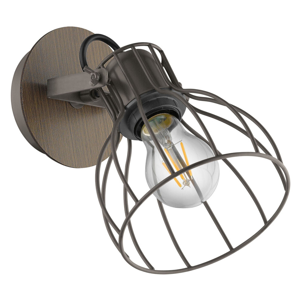 Loops Wall Light Colour Brown & Silver Silver Steel Open Cage Shade Bulb E27 1X40w