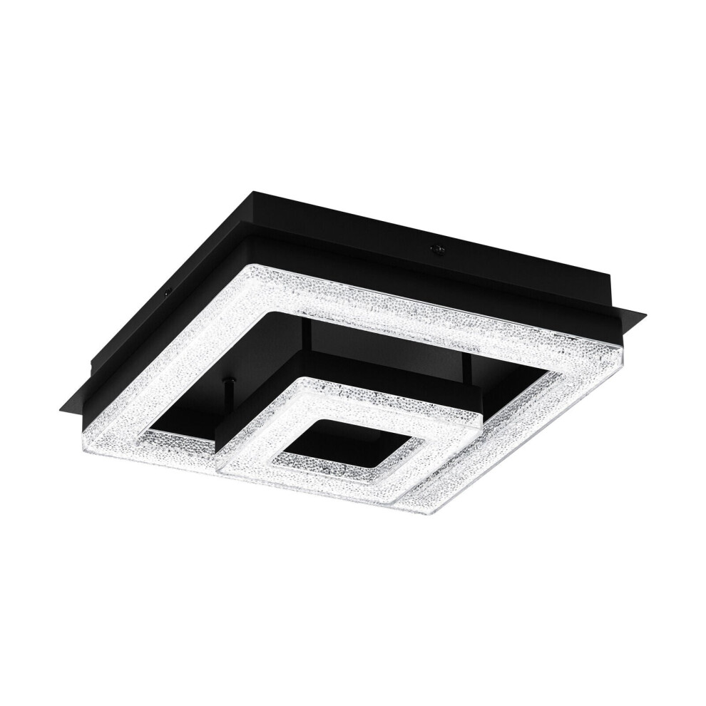 Loops Flush Ceiling Colour Shade Clear Plastic Crystal Bulb Led 12W Light/Black