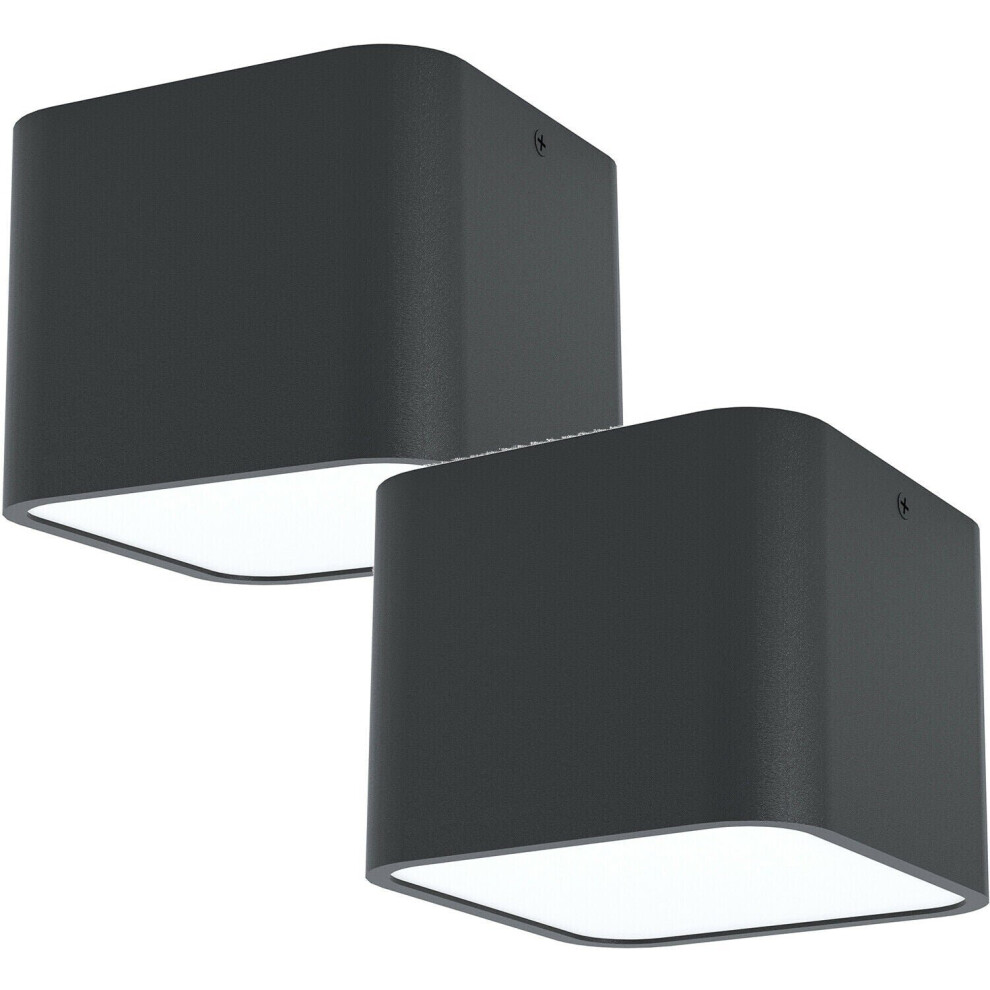 2 PACK Wall / Ceiling Light Black Square Accent Downlight 1x 28W E27 Bulb