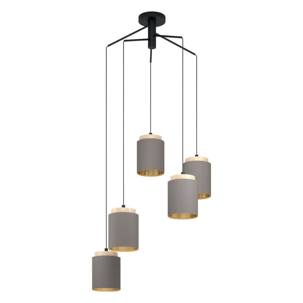 Pendant Light Colour Black Brown Shade Cappuccino Fabric Bulb E27 5x40W