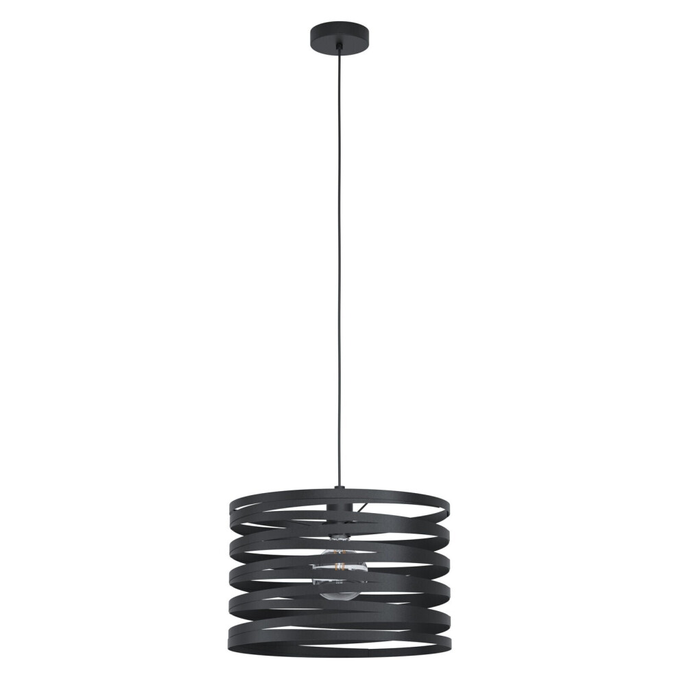 Loops Pendant Ceiling Light Colour Black Shade Black Spirals Long Cable Bulb E27 1X40w