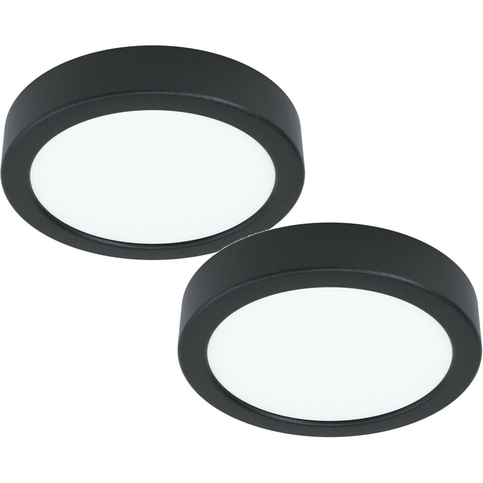 Loops 2 Pack Wall / Ceiling Light Black 160Mm Round Surface Mounted 10.5W Led 4000K