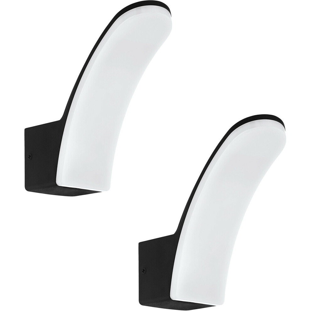 Loops 2 Pack Ip44 Outdoor Wall Aluminium 11W Built In Led Porch Lamp Light/Black