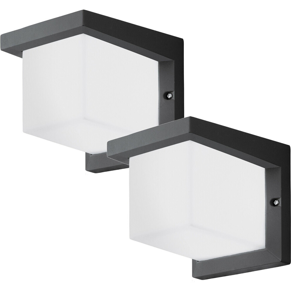 Loops 2 Pack Ip54 Outdoor Wall Light Anthracite Cast Aluminium 10W Led Lamp