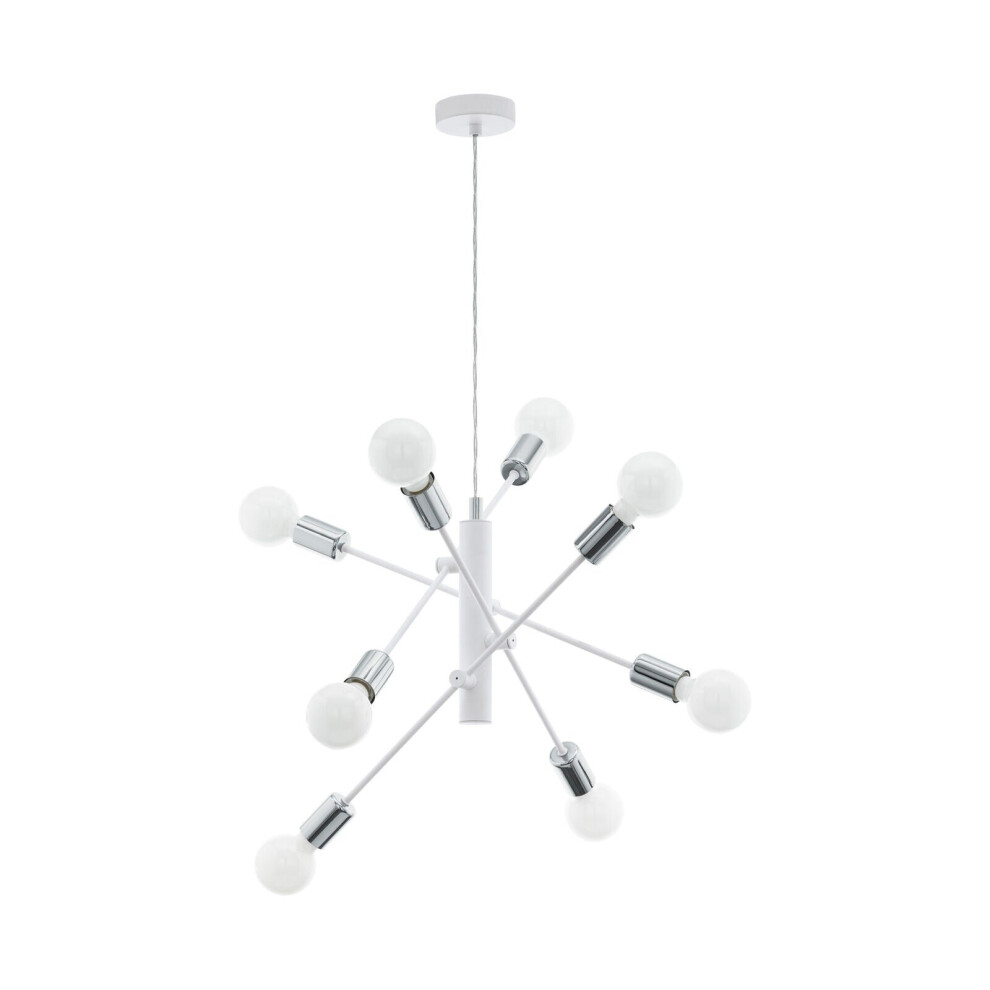 Loops Pendant Ceiling Light Colour White Chrome Criss Cross Design Bulb E27 8X60w