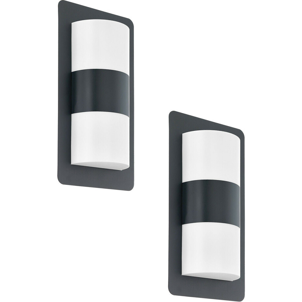 Loops 2 Pack Ip44 Outdoor Wall Light Anthracite Zinc Plated Steel 2X 10W E27
