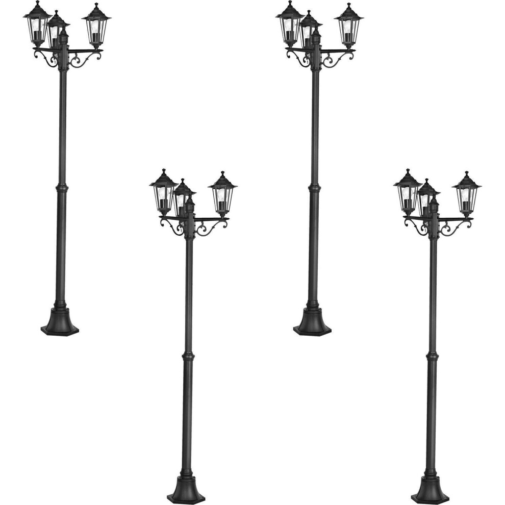  - Set Of 4 Modern Ip44 Outdoor Bollard LightsBlack Cast Aluminium 60W E27 - Image 3