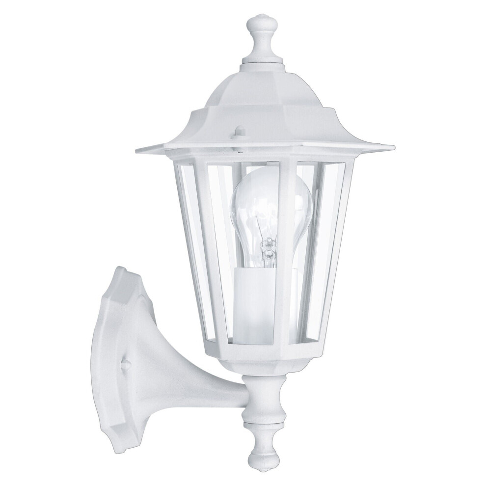 Loops Ip44 Outdoor Wall Light White Aluminium Lantern 1 X 60W E27 Bulb Porch Lamp Up