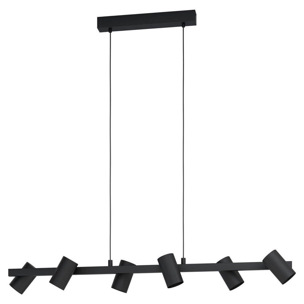 Loops Pendant Ceiling Light 6 Spots Track Colour Black Shade Bulb E14 6X25w