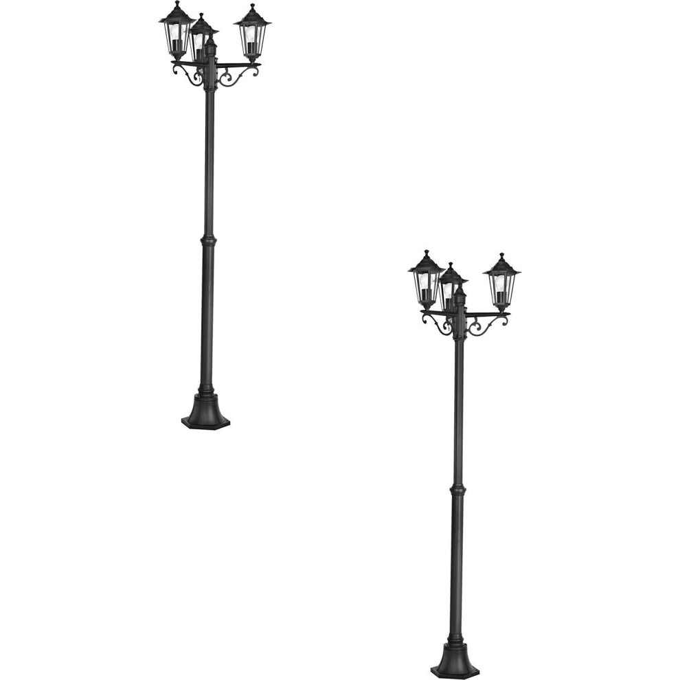 Loops 2 Pack Ip44 Outdoor Bollard Cast Aluminium 3 Arm 60W E27 Post Light/Black