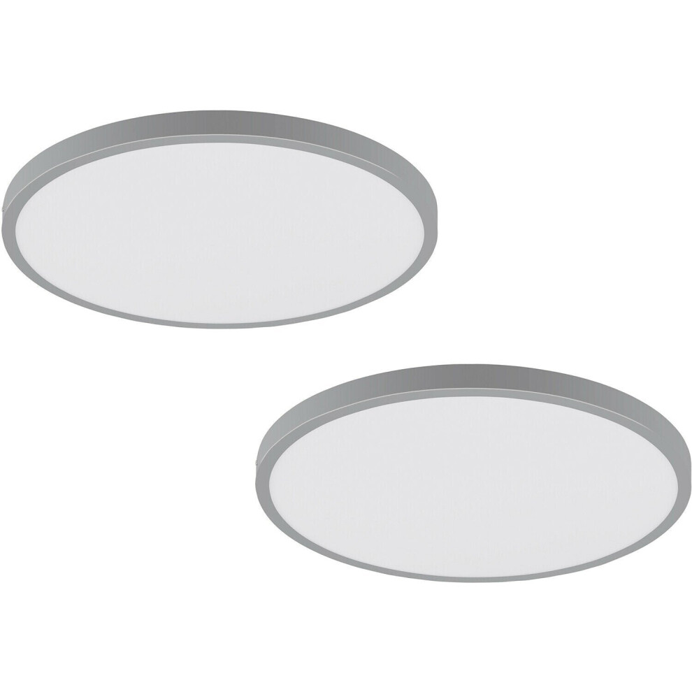 Loops 2 Pack Wall / Ceiling Light Silver 400Mm Round Surface Mounted 25W Led 4000K